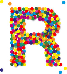 Buntes Konfetti Buchstaben, R, vektor