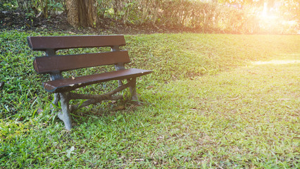 wood bench for resting and relaxing in the park