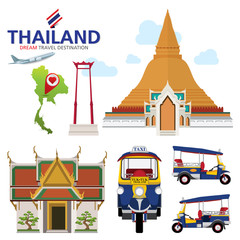 A vector illustration of Info graphic elements for traveling to Thailand, concept Travel to Thailand. Info graphic Element / icon / Symbol , Vector Design