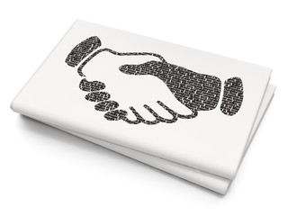 Political concept: Handshake on Blank Newspaper background