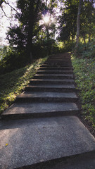 sunlight on stair step in park