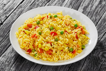 Sweet Corn, red bell pepper, green peas delicious  healthy Risot