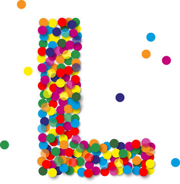 Buntes Konfetti Buchstaben, L, vektor