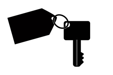 Silhouette Key with Tag, isolated on white
