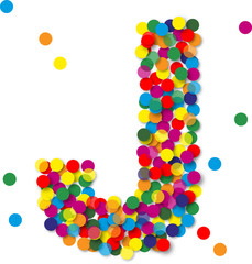 Buntes Konfetti Buchstaben, J, vektor