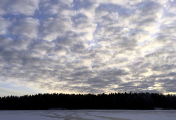 Dramatic clouds in the sky on a winter day.
