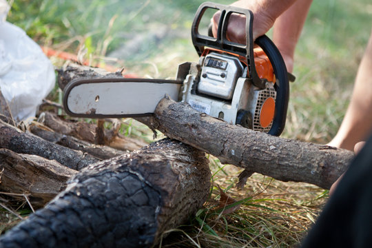 Sawn wood chainsaw