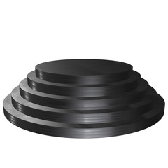 Round stage black podium for award ceremony. 3D render illustration pedestal isolated on white background