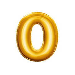 Balloon number 0 Zero 3D golden foil realistic alphabet