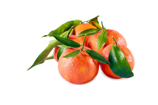 Clementines with green leaves