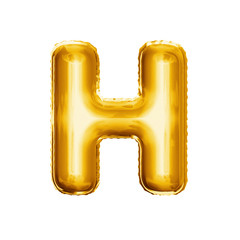 Balloon letter H 3D golden foil realistic alphabet