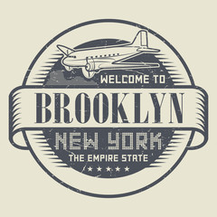 Grunge rubber stamp with text Welcome to Brooklyn, New York