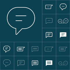 thin line chat, speech, bubble, chatting  icon on blue backgroun