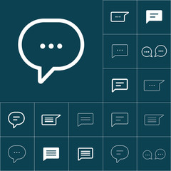 thin line chat, speech, bubble, chatting  icon on blue backgroun