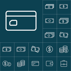 thin line credit card icon on blue background, business icons se