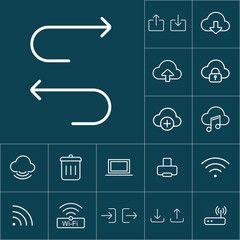 thin line undo redo icons on blue  background, web internet icon