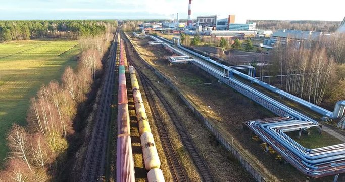 4K Aerial view of thermoelectric plant. Latvia