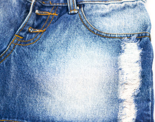 Denim jeans texture background with old torn & fashion design & Dark edged.