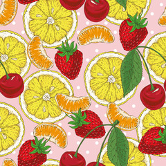 Fototapety  Seamless Pattern with Fruits