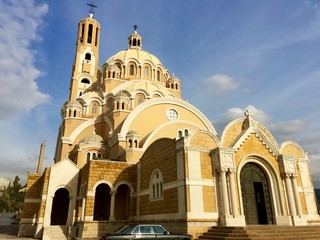 St. Paul Cathedral Lebanon.The Byzantine-style, Melkite Greek Catholic basilica of St. Paul was built between 1947 and 1962.