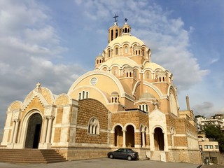Fototapeta premium St. Paul Cathedral Lebanon.The Byzantine-style, Melkite Greek Catholic basilica of St. Paul was built between 1947 and 1962.