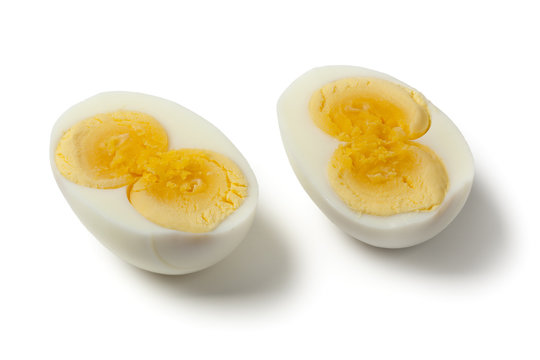Peeled cooked double yolk egg