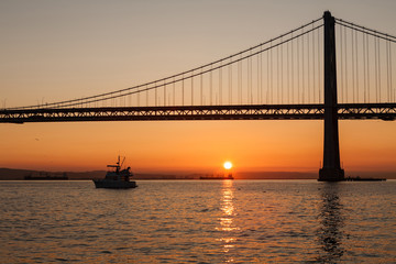 Fototapeta na wymiar Oakland Bay Bridge during the sunrise, San Francisco, California