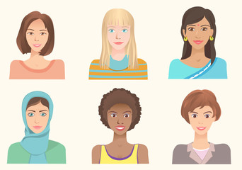 Young women of various nationalities.