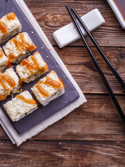 Delicious fresh rolls closeup