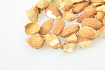 Almonds nut on isolated background.