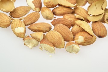 Almonds nut on isolated background.
