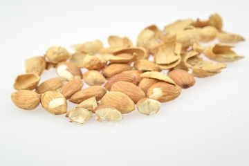 Almonds nut on isolated background.