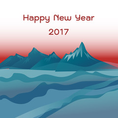 Happy new year 2017 lettering over mountain background