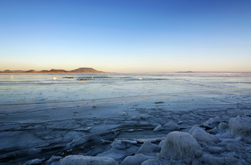 Fototapeta premium Winter landscape of Lake Balaton, Hungary