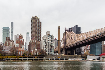 Obraz premium View of the Manhattan skyline from Roosevelt Island in New York