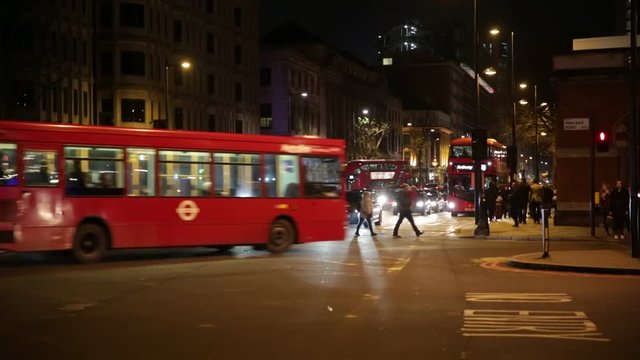 London traffic at night, England