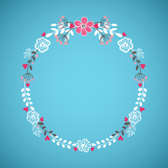 Floral wreath isolated on blue