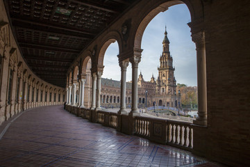 Spain Square, Plaza de Espana, Seville, Spain. View from porch