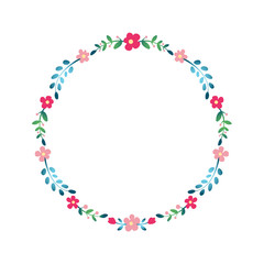Floral wreath isolated on white.