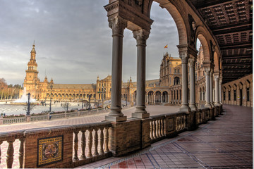 Spain Square, Plaza de Espana, Seville, Spain. View from porch