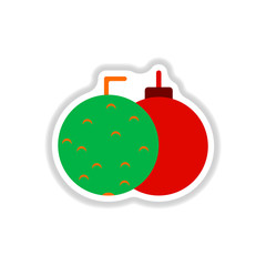 Vector illustration in paper sticker style Christmas balls