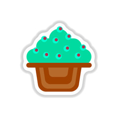 Vector illustration in paper sticker style delicious cake