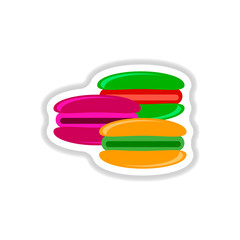 Vector illustration in paper sticker style macaroon cookies