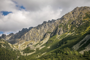 Naklejka na ściany i meble Landscape. View of magnificent mountain range.High Tatras, Slovakia. 