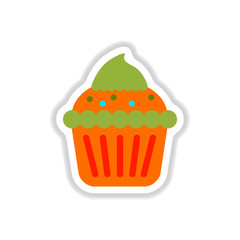 Vector illustration in paper sticker style Cupcake