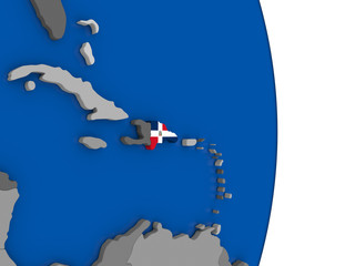 Dominican Republic on globe with flag