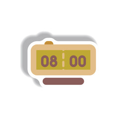 Vector illustration in paper sticker style digital clock