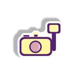 Vector illustration in paper sticker style camera