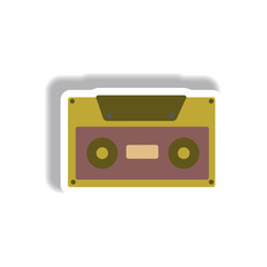 Vector illustration in paper sticker style retro music cassette