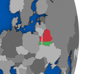 Belarus on globe with flag